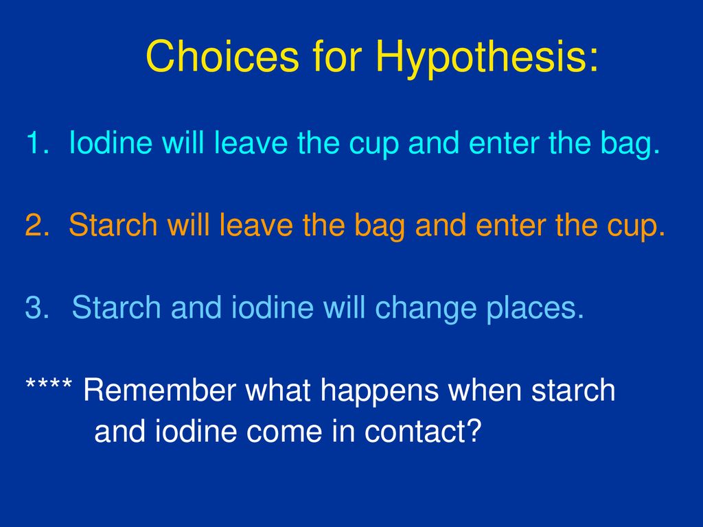 Choices for Hypothesis: