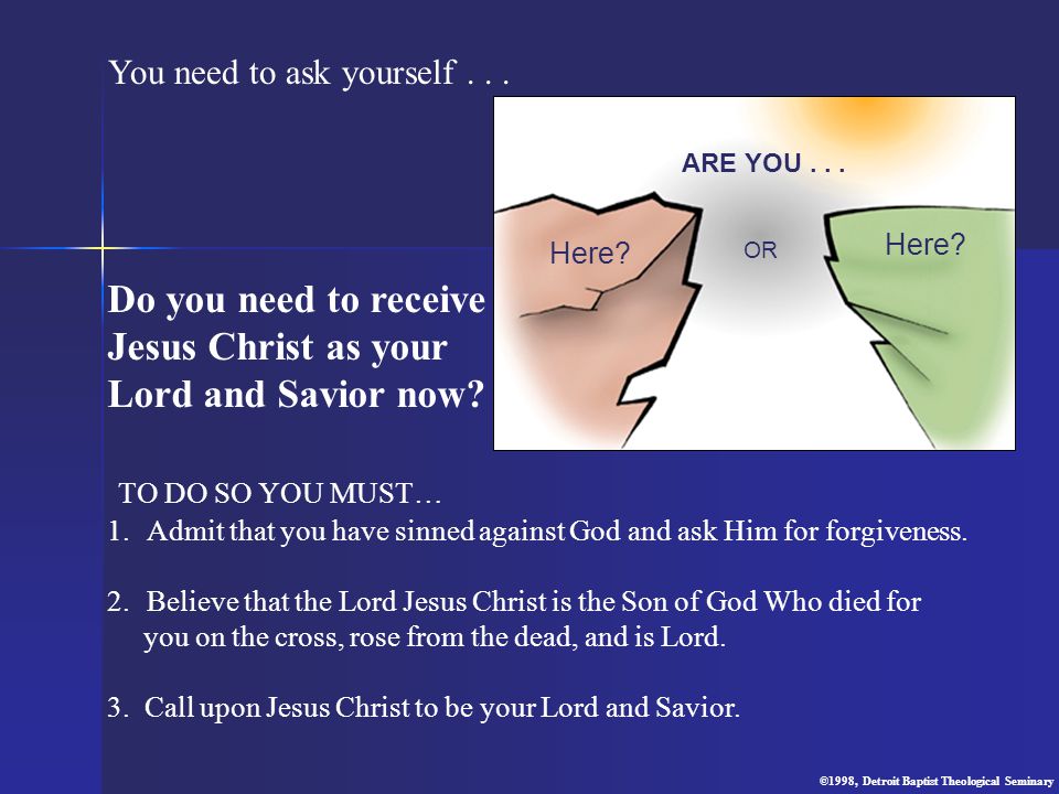 Do you need to receive Jesus Christ as your Lord and Savior now