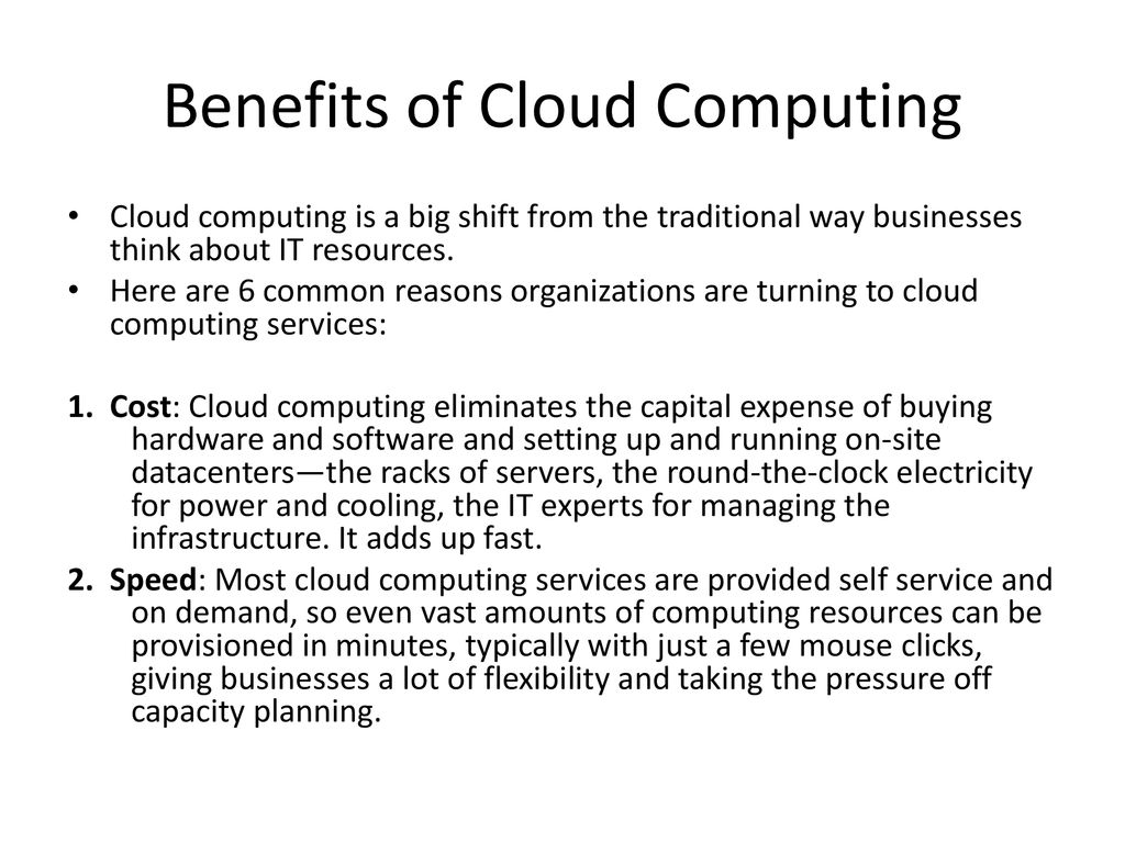 Benefits of Cloud Computing