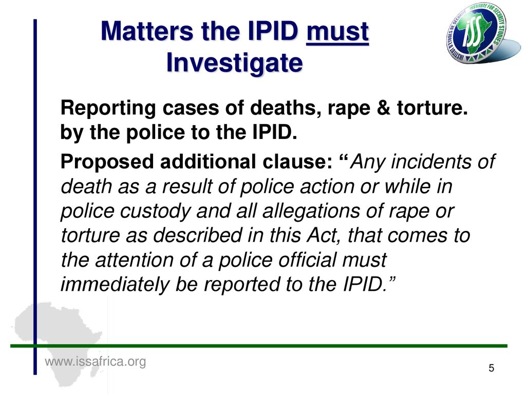 Matters the IPID must Investigate
