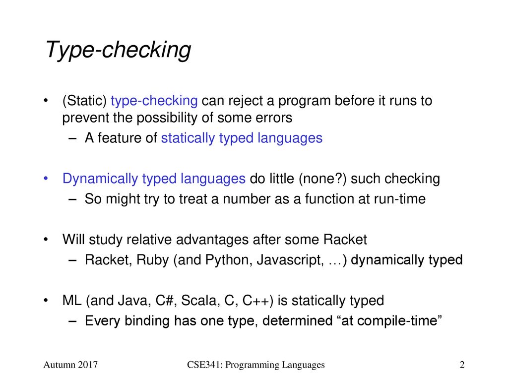CSE341: Programming Languages Lecture 11 Type Inference - ppt download