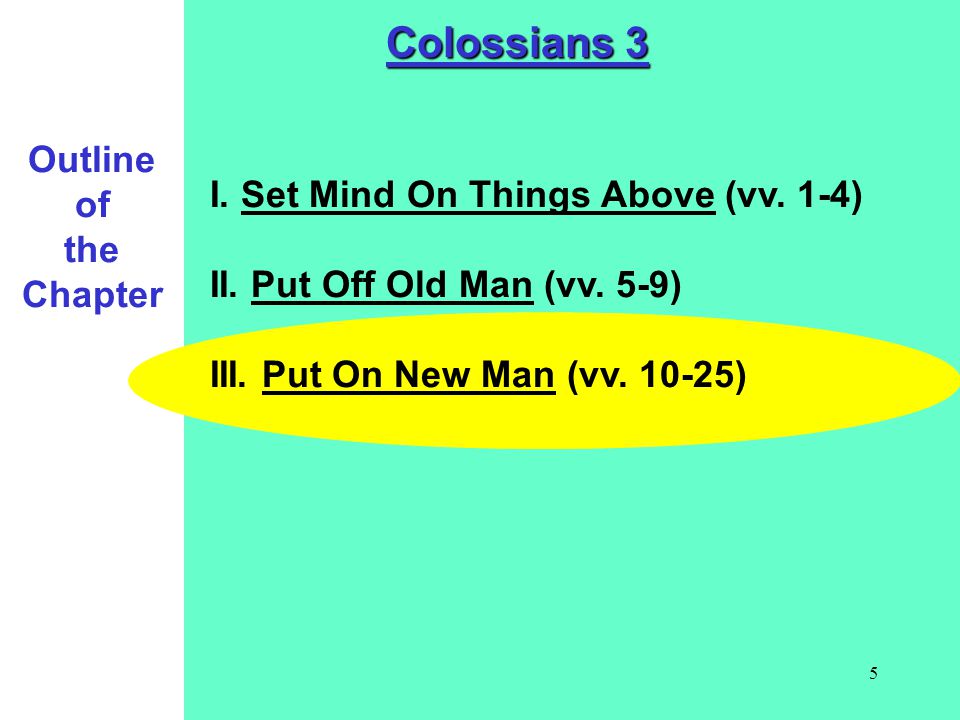Colossians 3 Outline of the Chapter