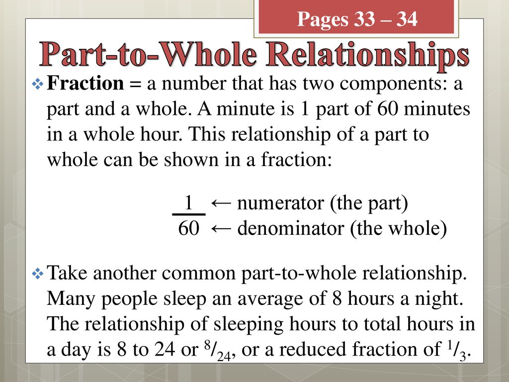 Chapter 27 Objectives Write part-to-whole relationships in