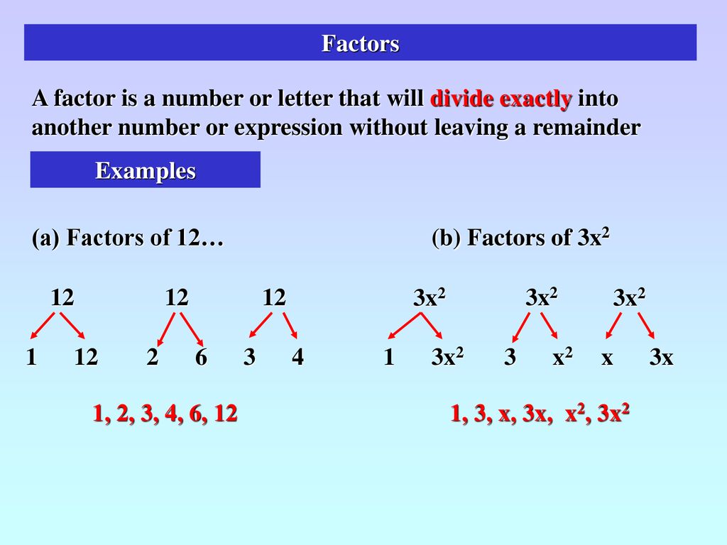 Factors A Factor Is A Number Or Letter That Will Divide Exactly Into factors-a-factor-is-a-number-or-letter-that-will-divide-exactly-into