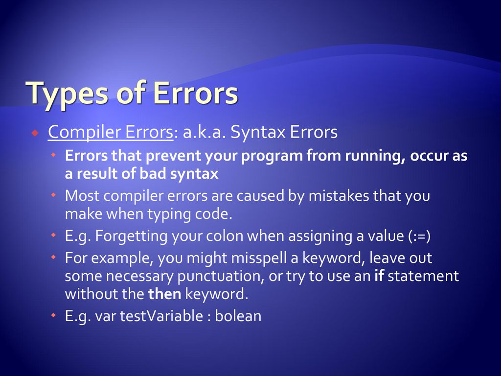 Errors in programming ppt download