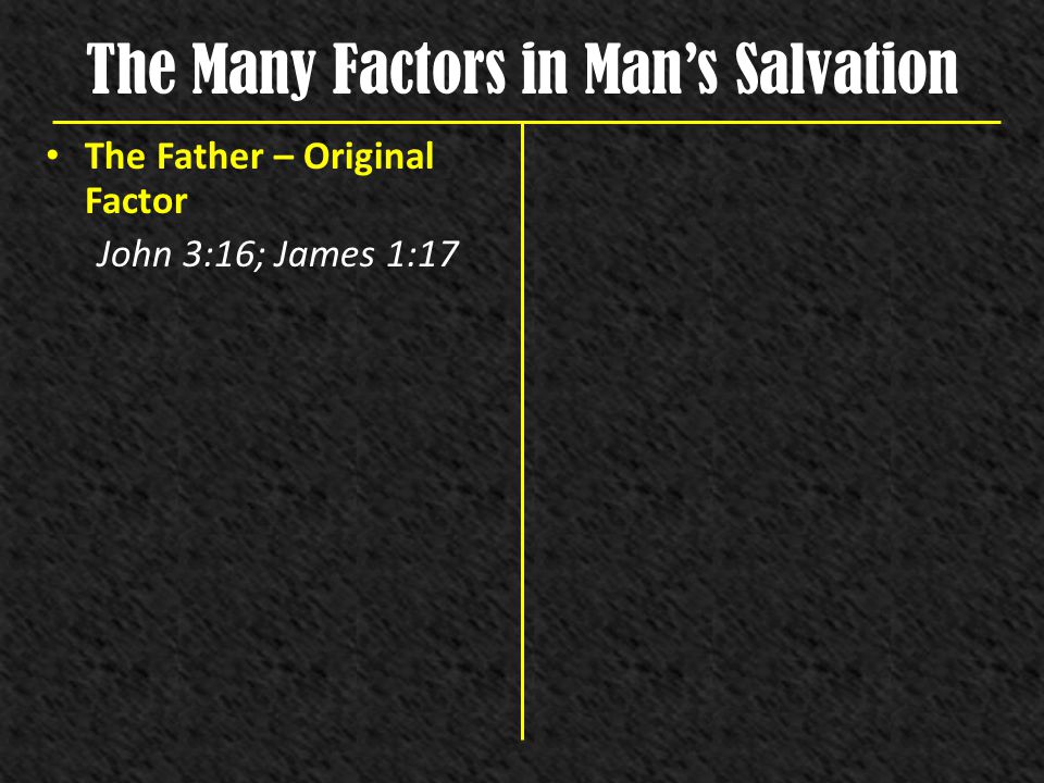 The Many Factors in Man’s Salvation