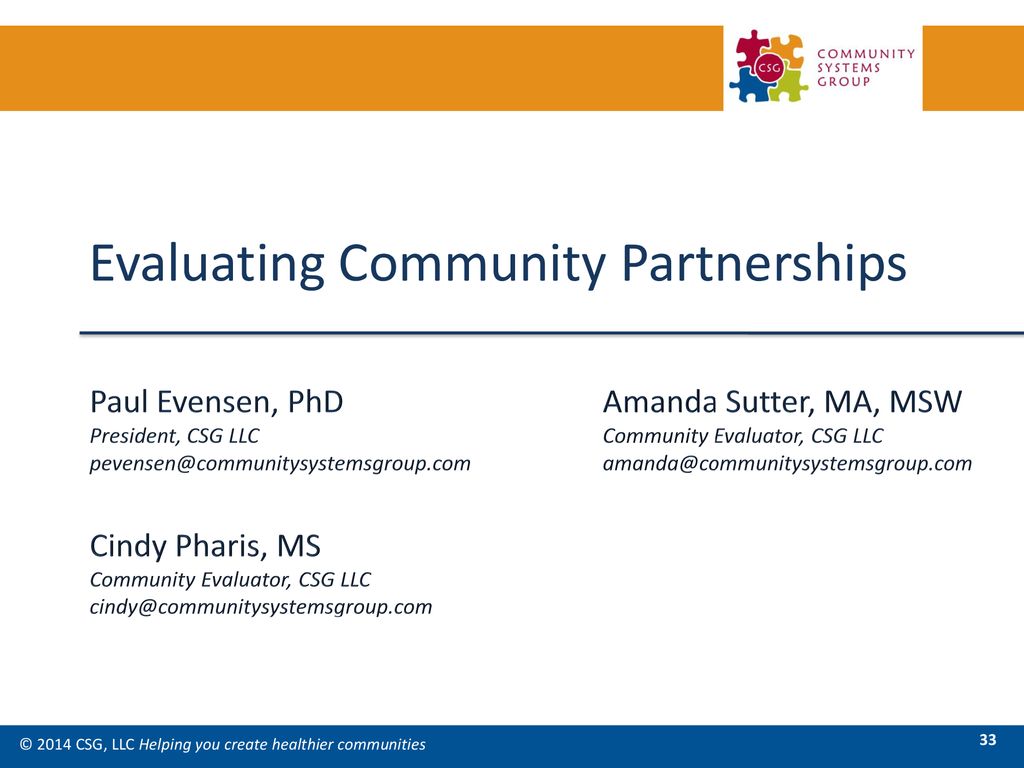 Evaluating Community Partnerships