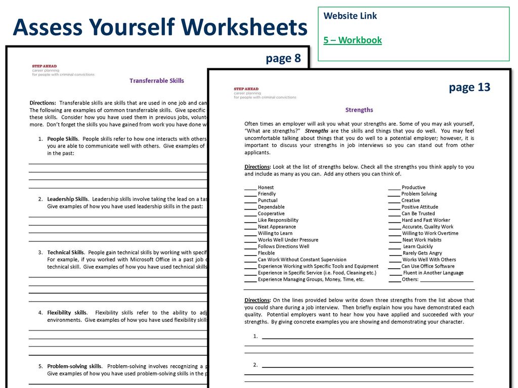 Career Planning with STEP AHEAD - ppt download In Job Skills Assessment Worksheet