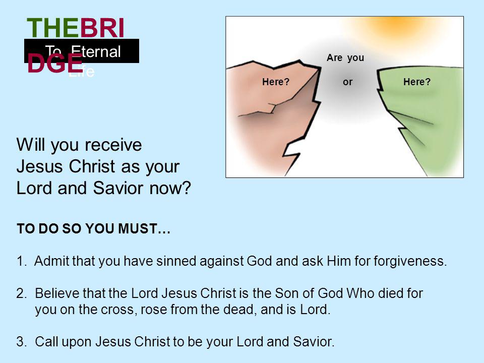 Will you receive Jesus Christ as your Lord and Savior now