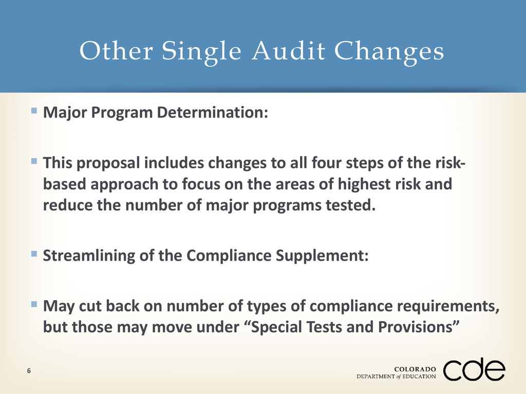 Other Single Audit Changes