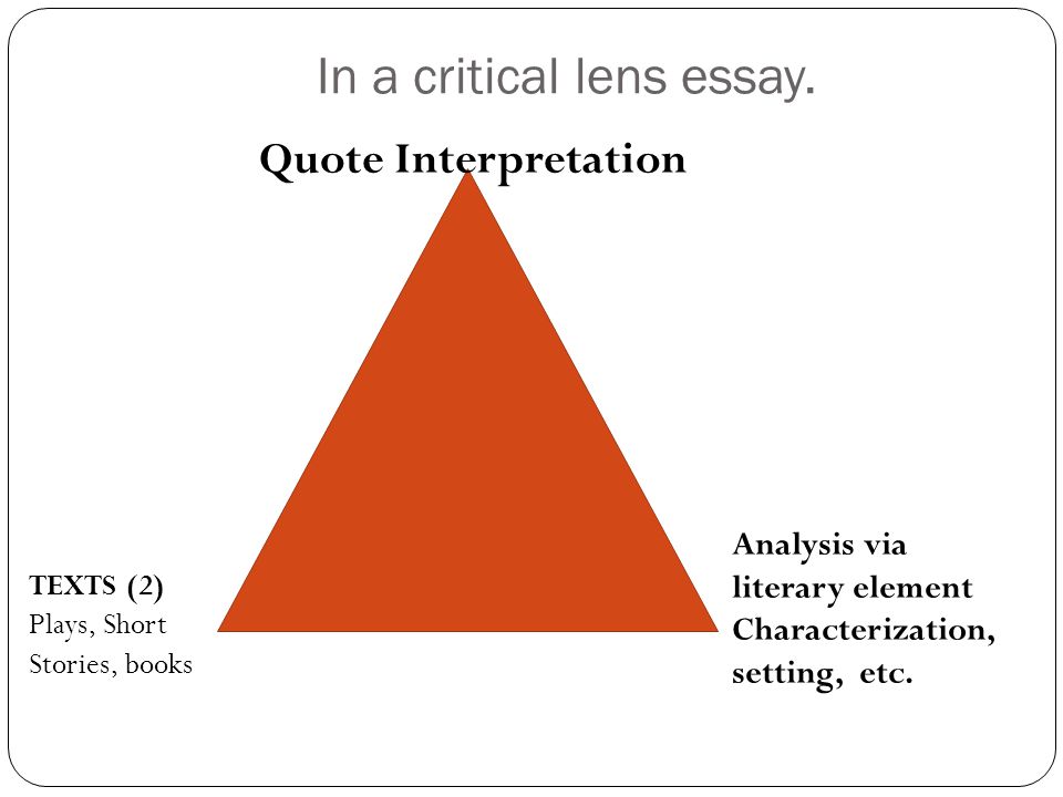In a critical lens essay.