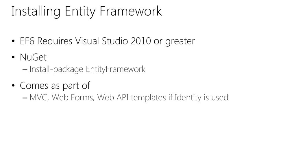 Installing Entity Framework