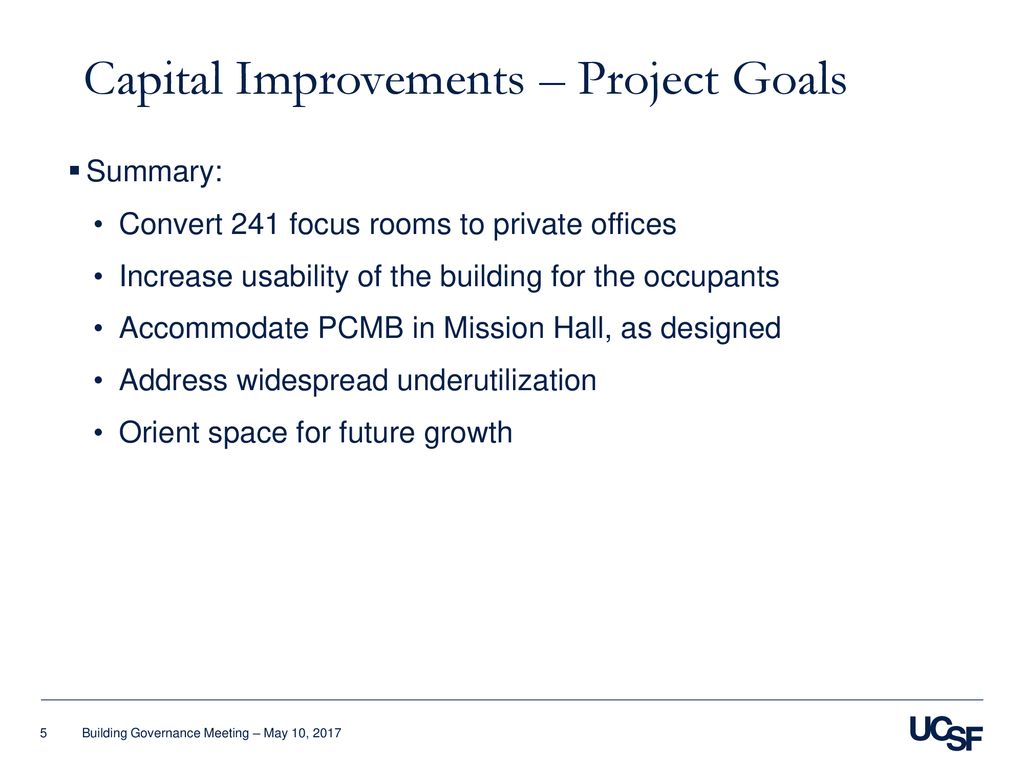 Capital Improvements – Project Goals