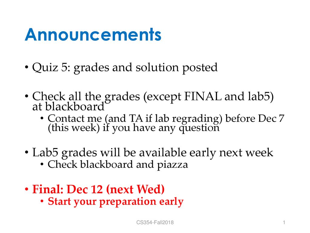 Announcements Quiz 5: grades and solution posted - ppt download