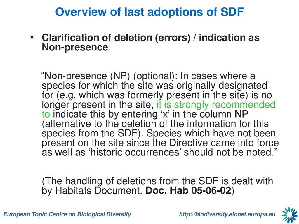 WP4 Revision of the Natura 2000 Dataflow - Standard Data Form - - ppt ...