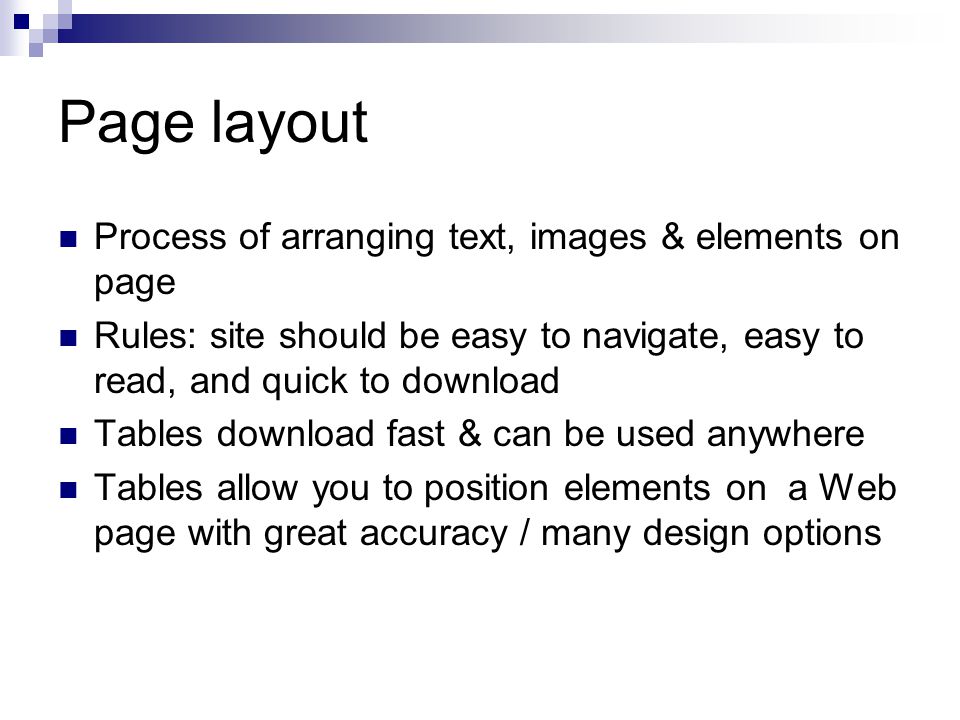 Page layout Process of arranging text, images & elements on page
