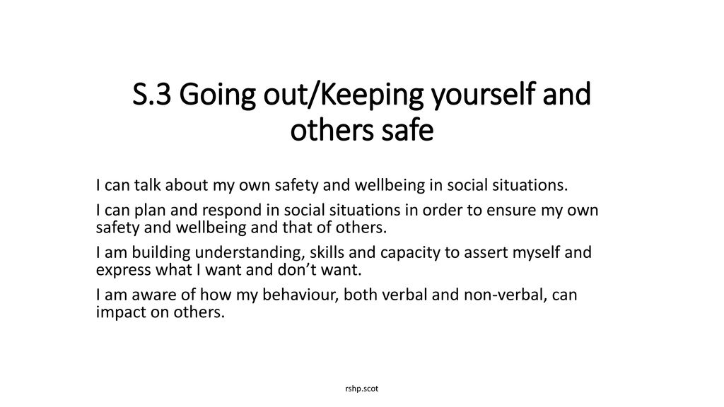 S.3 Going out/Keeping yourself and others safe