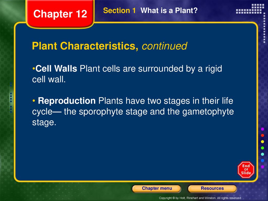 Plant Characteristics, continued
