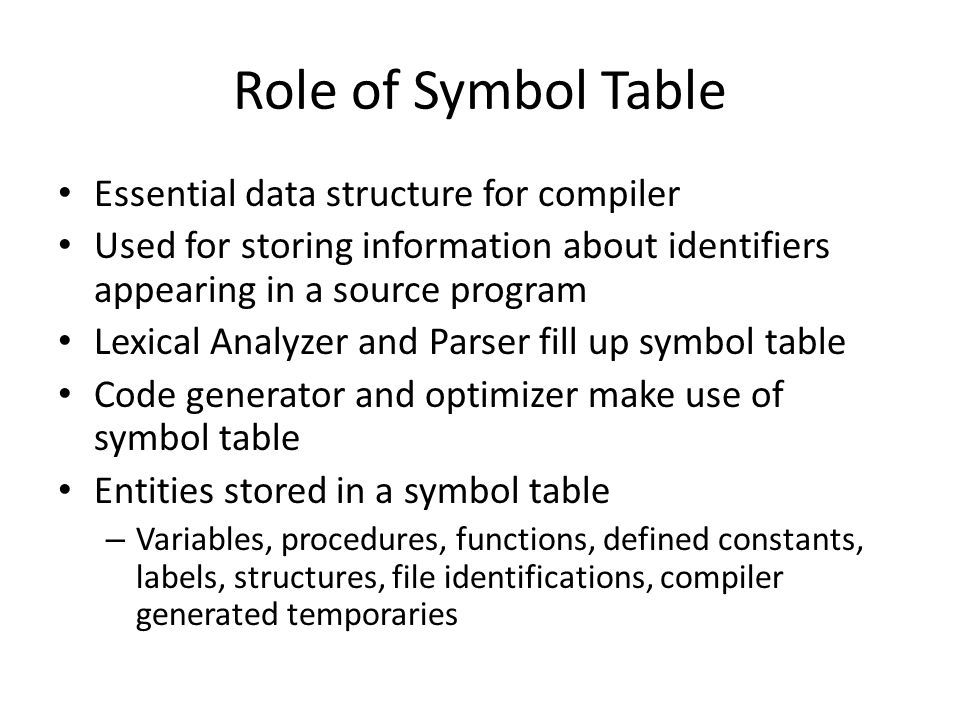 Symbol Table. - ppt video online download