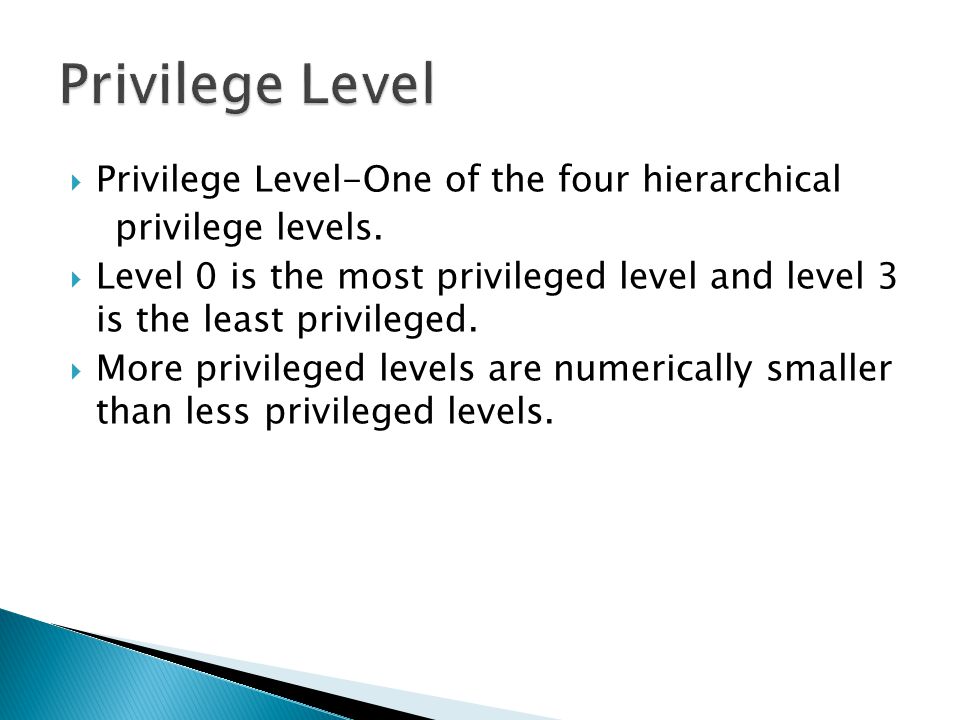 Privilege Level Privilege Level-One of the four hierarchical