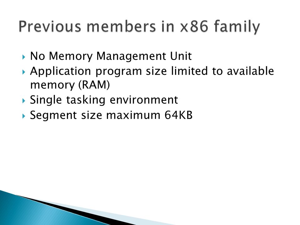 Previous members in x86 family