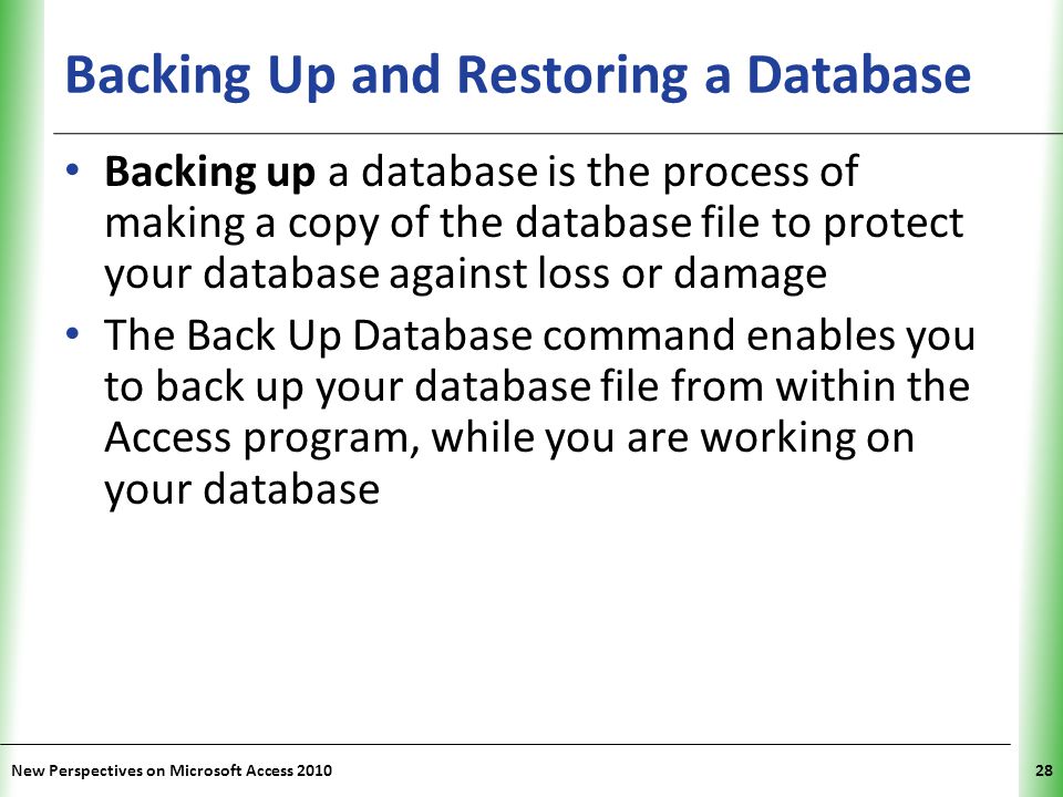 Backing Up and Restoring a Database