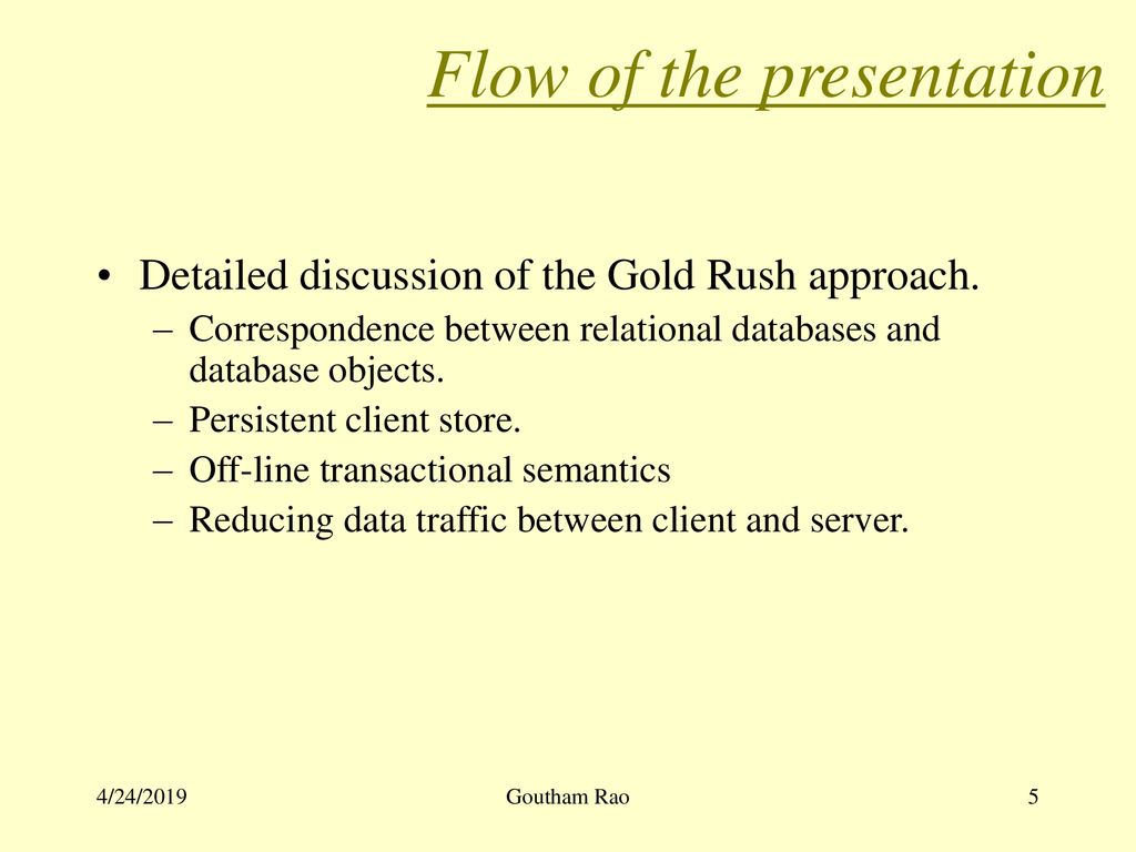 Flow of the presentation
