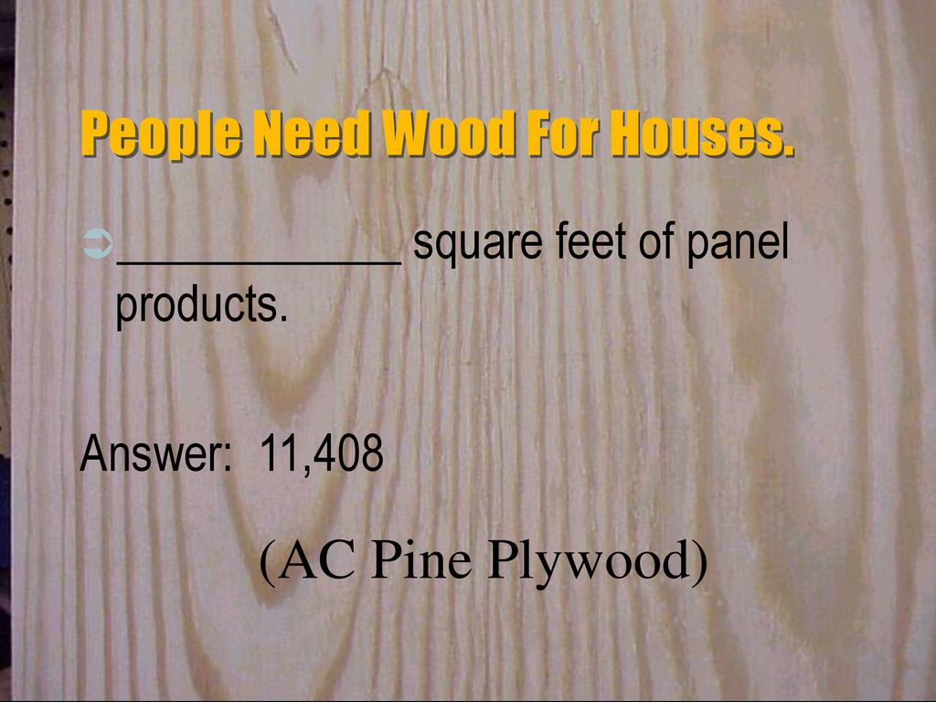 People Need Wood For Houses.