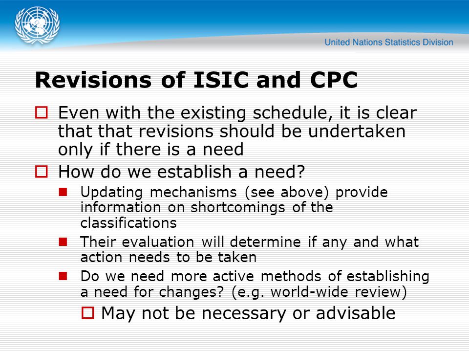 Revisions of ISIC and CPC