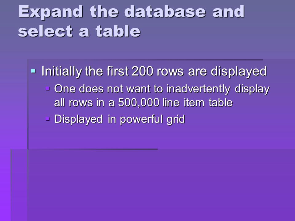Expand the database and select a table