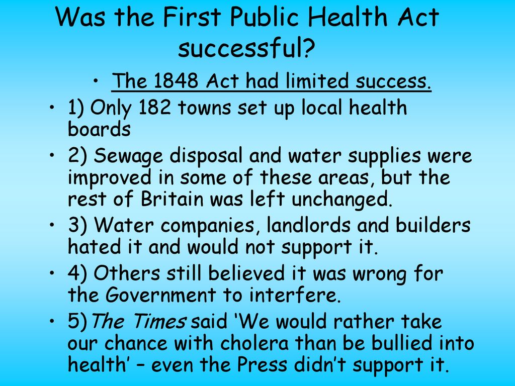 Was the First Public Health Act successful