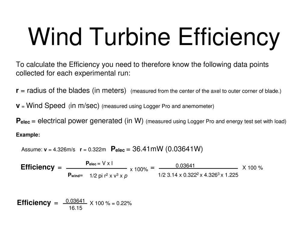 Calculating Wind Turbine Efficiency - ppt download