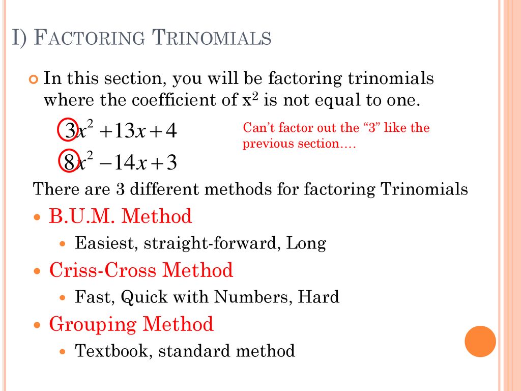 Ch3/4 Lesson 1 Review On Factoring Trinomials - Ppt Download