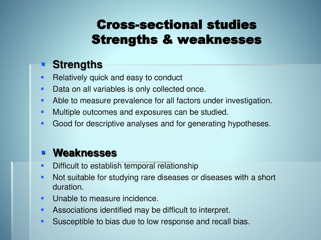 cross sectional research design strengths and weaknesses