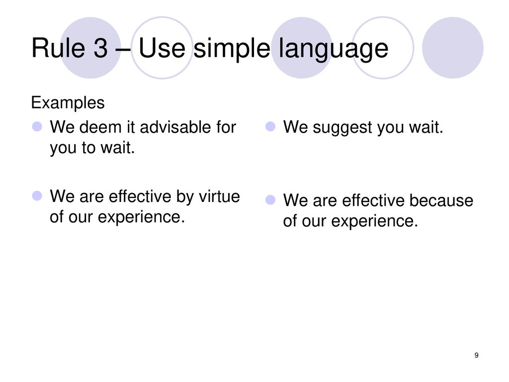 Rule 3 – Use simple language