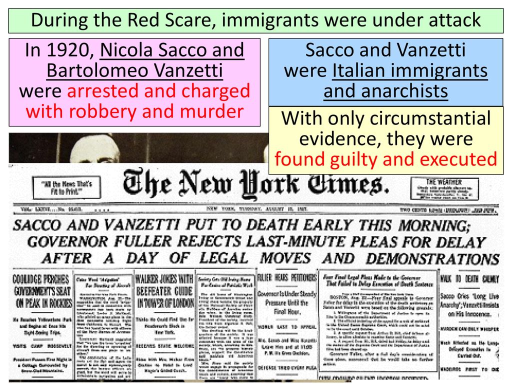 During the Red Scare, immigrants were under attack