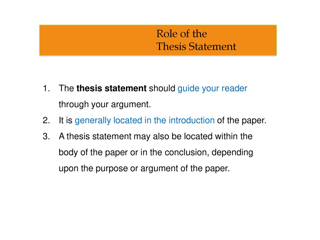 Role of the Thesis Statement