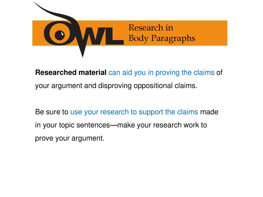 Research in Body Paragraphs