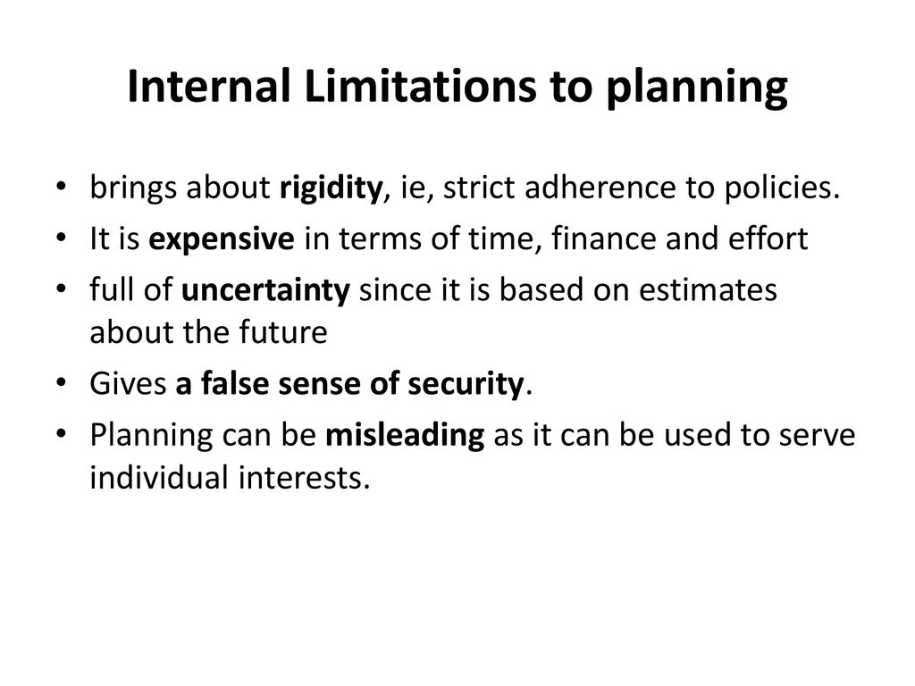 limitations of planning in management