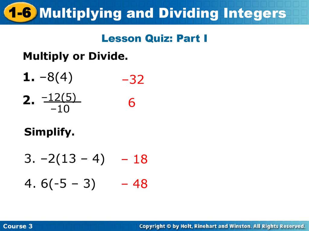 Multiplying and Dividing Integers - ppt download