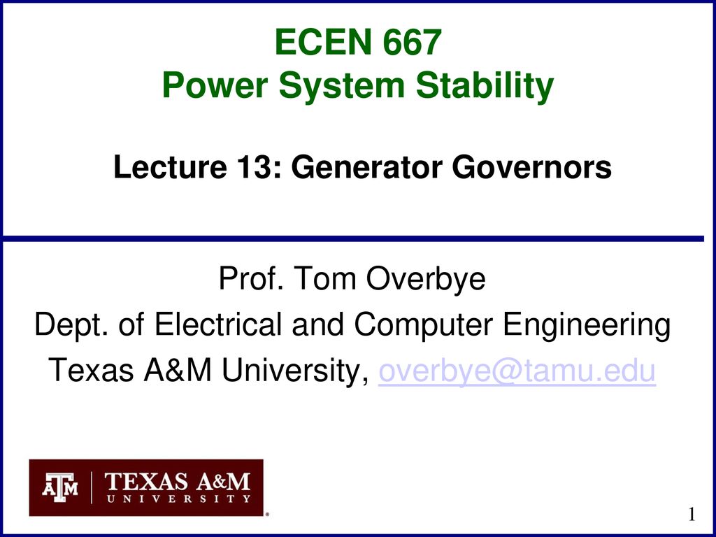 ECEN 667 Power System Stability