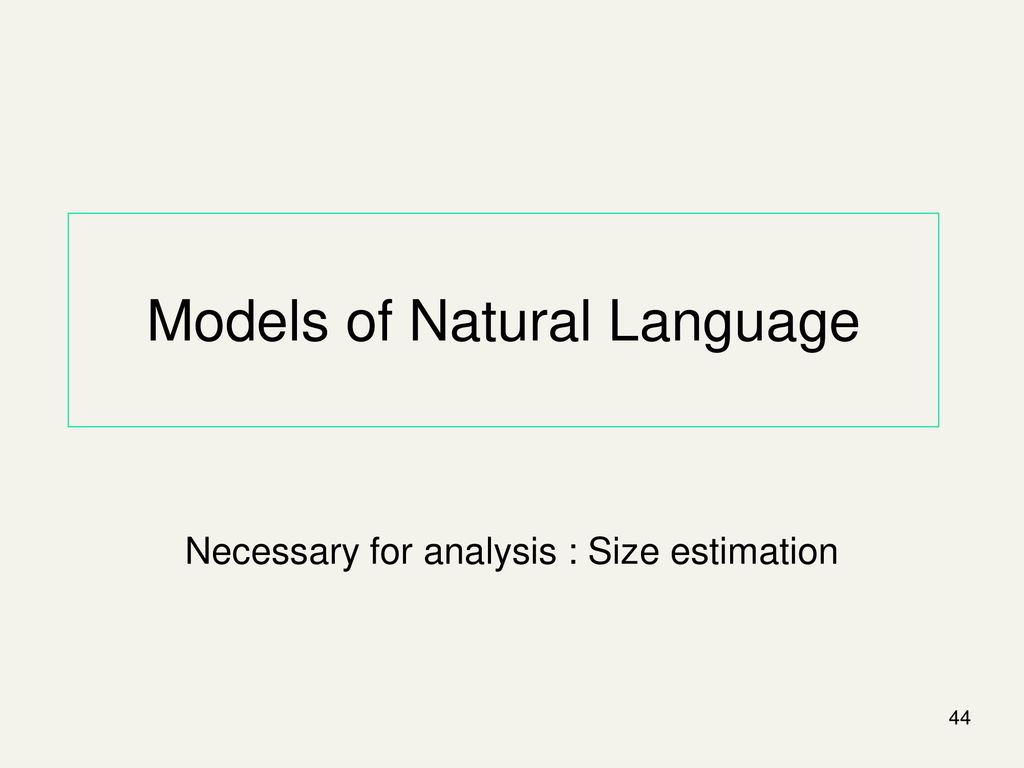 Models of Natural Language