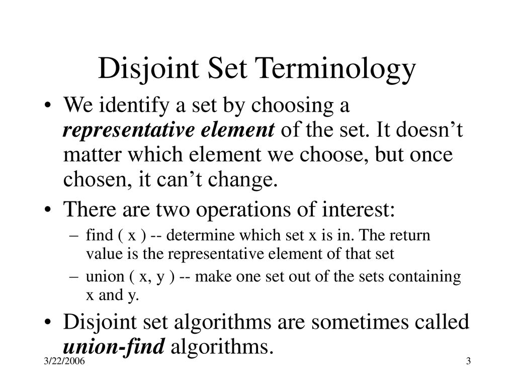 Disjoint Set Terminology