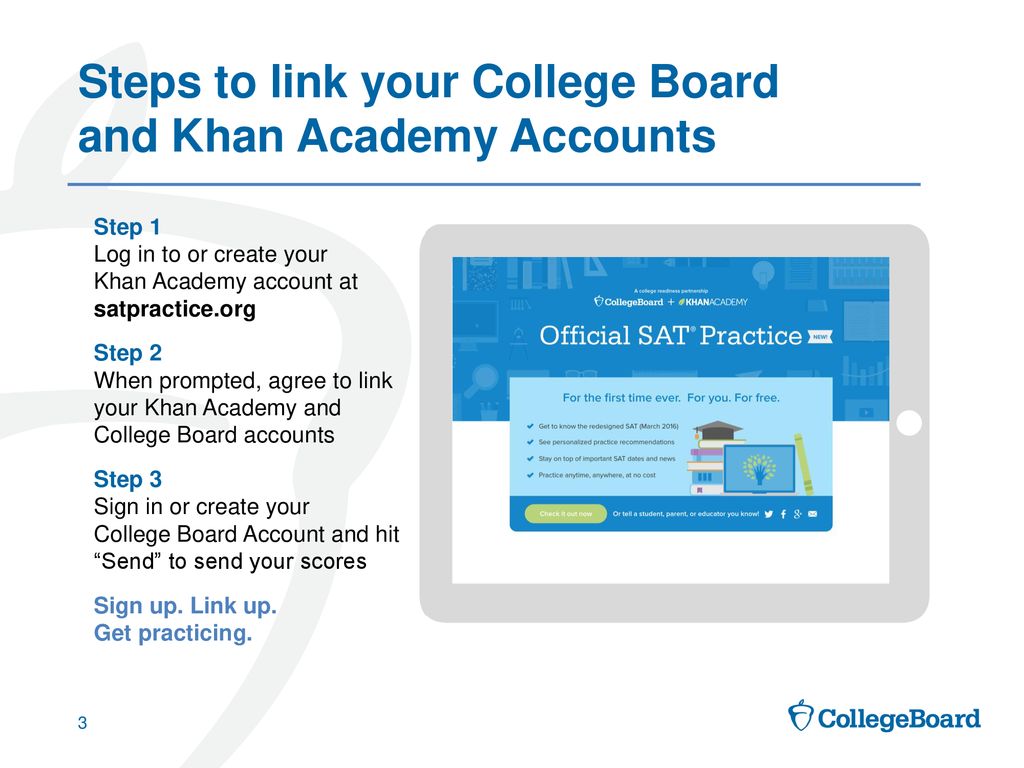 Steps to link your College Board and Khan Academy Accounts