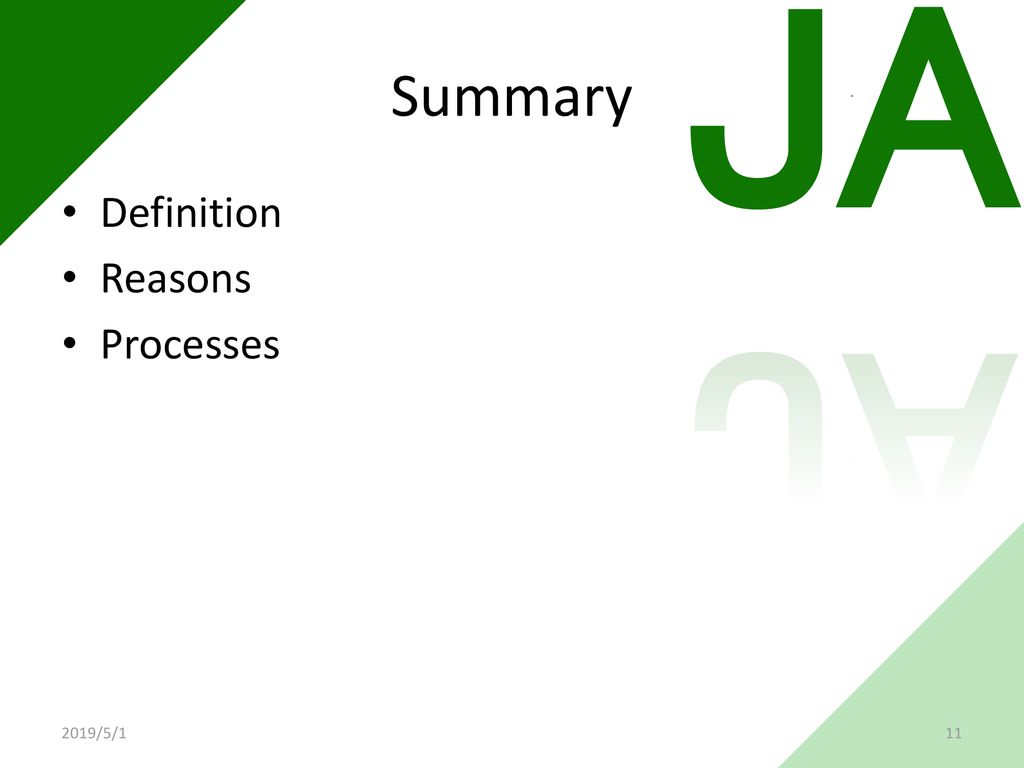 Summary Definition Reasons Processes 2019/5/1
