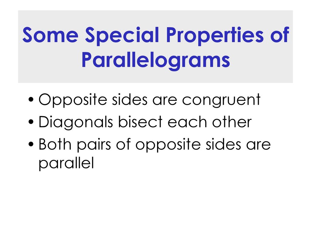 Some Special Properties of Parallelograms