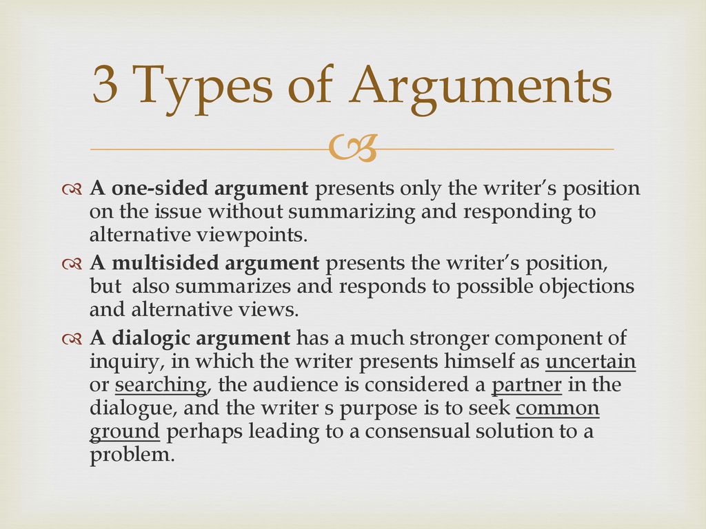 Accept or Reject? The Issue of The Types of Arguments for the