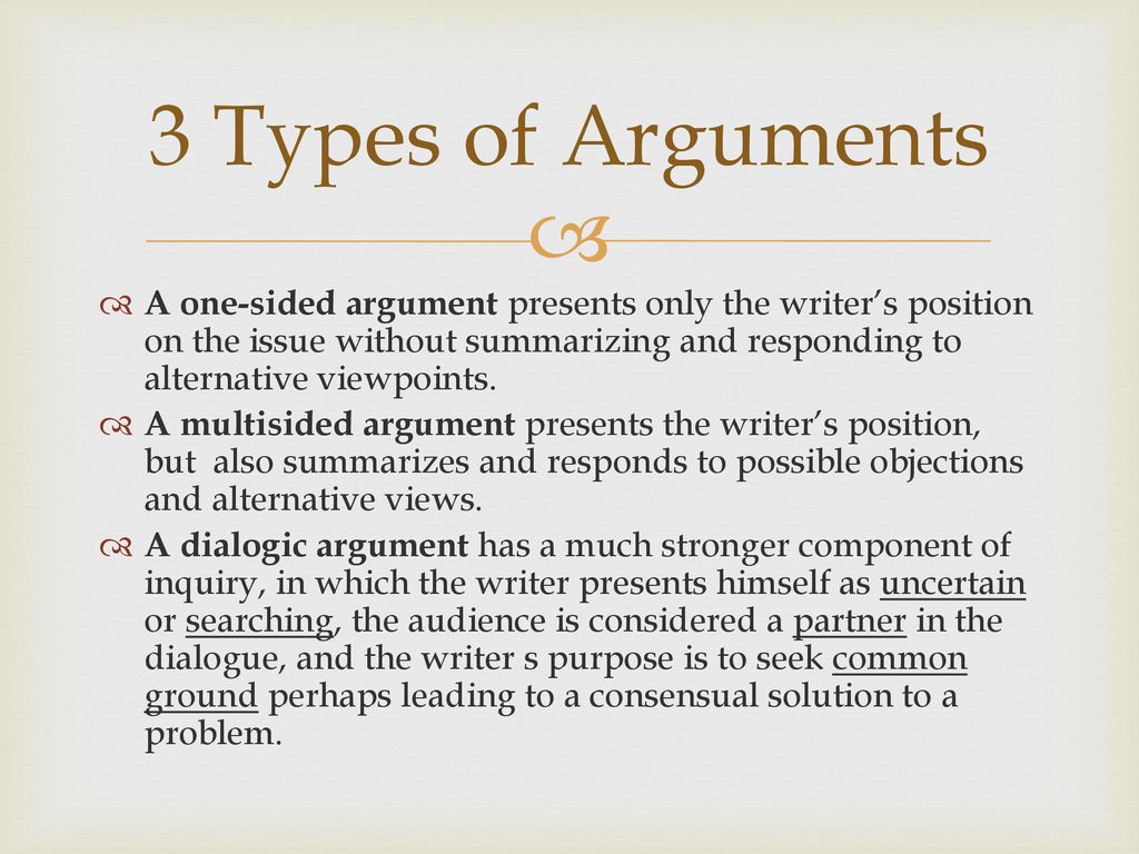 Accept or Reject? The Issue of The Types of Arguments for the