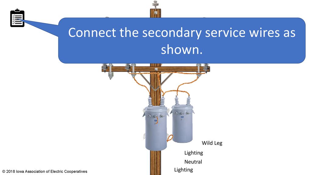 Connect the secondary service wires as shown.