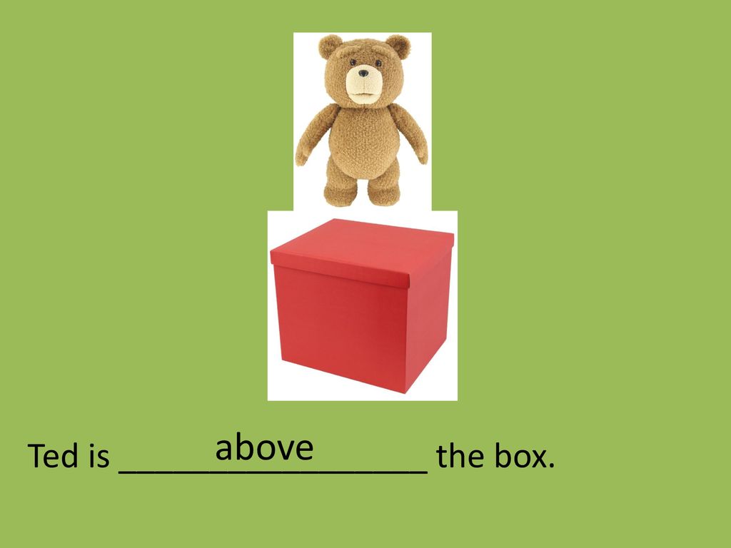 above Ted is _________________ the box.